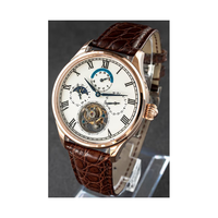 Montres mécaniques en acier avec affichage de la date, phases solaires et lunaire, et tourbillon, conçues et fabriquées en usine pour la marque des clients