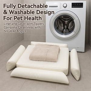 Desain mewah tahan lama dapat dilepas besar dapat dicuci kustom ortopedi Boucle tahan air busa memori tempat tidur anjing peliharaan - Product Image 5