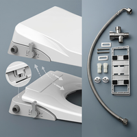 Accessoire de bidet mécanique en plastique PP, double buse autonettoyante, forme en D, hygiénique, installation facile DIY, pour amélioration de salle de bain