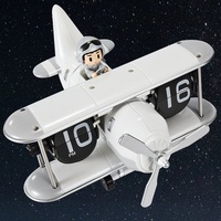 BETTER Nouveauté Home Desktop Fashion Ornament Retro Airplane Decorative Flip Clock