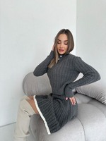 RUIQUWIN Vente en gros Ensemble robe deux pièces décontracté vintage respirant pour femme, pull tricoté à manches longues avec col Peter Pan