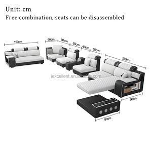 مواد قماشية عالية الجودة كرسي كسول متعدد الاستخدامات مقسم 7 مقاعد مع تخزين مكبر صوت بلوتوث غرفة المعيشة - Product Image 6