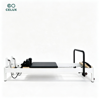Reformer Pilates en alliage d'aluminium noir, durable, réglable, multifonction, avec coussin, pour entraînement de yoga et exercices corporels, portable, pour usage domestique