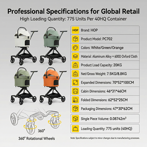 Kereta Hewan Peliharaan Lipat 4 Roda dari Bahan Logam Mewah dengan Tombol Satu Sentuhan yang Praktis untuk Anjing dan Anjing Kecil - Product Image 6