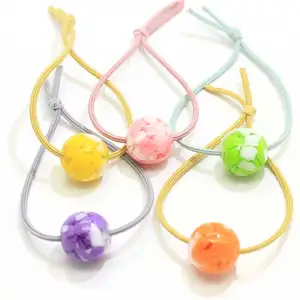 Colored Round Beads Elastic Hair Band Tie Women Girls Simple Fashion Hair Scrunchies Ponytail Holders Hair Accessories