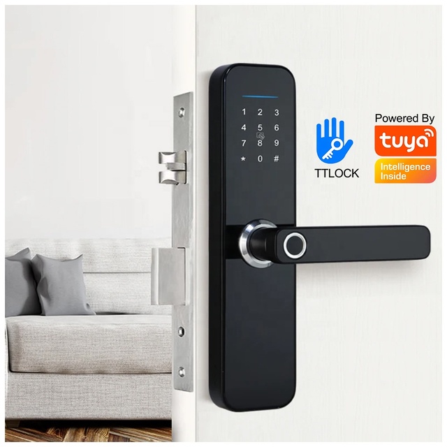 Electronic Brass Door Smart Locks Tuya App Fingerprint Smart Handle Keyless Opening Door Lock With Digital Door Lock Fingerprint