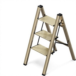 Échelle pliante en <span class=keywords><strong>aluminium</strong></span> à 3 marches, marches larges et robustes antidérapantes, légère (9,39 lb), portable, pour la maison et la cuisine, gain de place 14,56 - Product Image 1