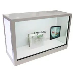 Monitor Transparan 22 Inci Layar Panel LCD Pemutar Iklan Kotak Lemari Pameran untuk Tampilan Pameran Produk