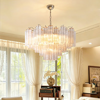 Lustre LED en verre vintage français de luxe, Murano, pour hôtel, villa, salon, lampe suspendue moderne en cristal fantaisie