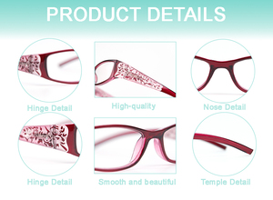 Nouvelles Lunettes de Lecture Tendance 2026 pour Femmes, Anti-Lumière Bleue, <span class=keywords><strong>Verres</strong></span> Transparents, Monture Rectangulaire à Petit Motif - Product Image 2