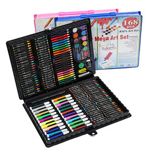 Оптовая продажа, художественная коробка для рисования с масляной пастелью, мелки, цветные карандаши, маркеры, кисть для рисования, акварельная краска, Детские канцелярские принадлежности, художественный набор - Product Image 1