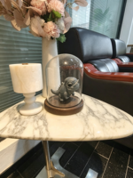 Table d'appoint triangulaire moderne en marbre, base en acier inoxydable, table d'appoint en marbre blanc, table d'appoint de luxe pour salon
