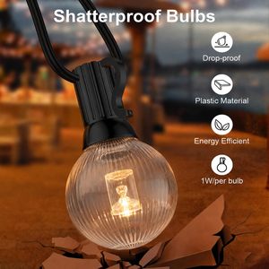 Guirlande lumineuse solaire étanche pour extérieur, 25FT/50FT, ampoules G40, résistante aux chocs, pour jardin, cour, rue, fête, décoration d'arbre - Product Image 4