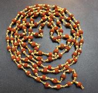 Collier de méditation bohème en argent sterling 925 plaqué or avec 108 perles Rudraksha pour femme, certifié bois de santal par un tiers