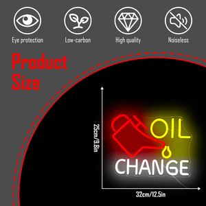 Enseigne néon LED « Change d'huile » pour gestionnaires d'atelières automobiles et de stations-service Neonawall, facile à installer pour la décoration des ateliers de réparation et des stations-service - Product Image 2