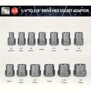 14 Piece Nut Bolt Extractor Socket Set 1/4 To 3/8 Drive Hex Adaptor Industrial Grade Chromium Molybdenum Steel - Product Image 2