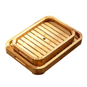 Plateau de service rectangulaire en bambou, design minimaliste, durable, type assiette, pour sushis, fruits de mer, ustensiles de cuisine, décoration de table, décoration intérieure - Product Image 1