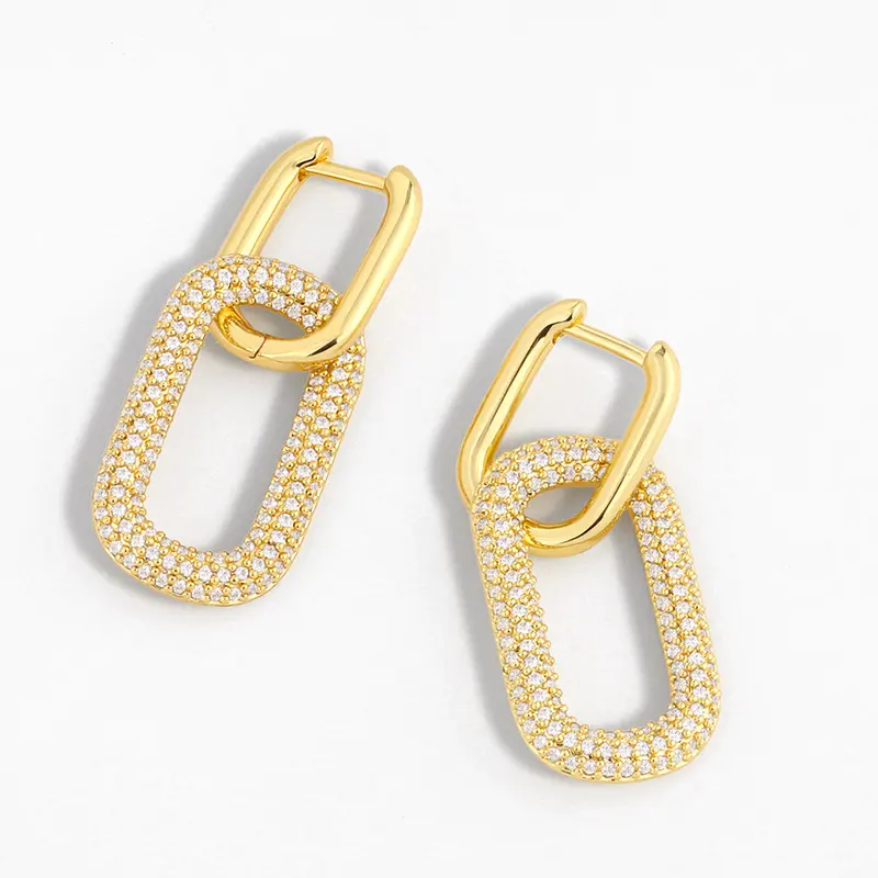Boucles d'oreilles créoles pour femmes, nouveau Design, bijoux en or 18k, cadeau d'anniversaire pour dames, vente en gros,