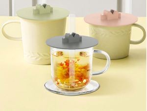 Couvre-gobelet en silicone de qualité alimentaire avec trou pour paille, couvercle universel multifonction anti-poussière et anti-fuite - Product Image 5