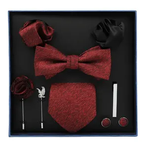 Lichen Made Formal Famous Brand Necktie 8Pieces Men Fashion Tie BowTie Gift Set