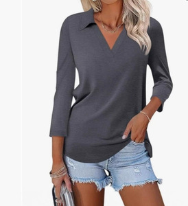 Elegante <span class=keywords><strong>Camiseta</strong></span> de Punto para <span class=keywords><strong>Mujer</strong></span>, <span class=keywords><strong>Cuello</strong></span> en V, Ajustada, Otoño 2026 - Product Image 6