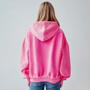 Felpa con Cappuccio Oversize Personalizzata con Logo, Alta Qualità, Effetto Invecchiato, Pesante, con Stampa in Rilievo per <span class=keywords><strong>Donna</strong></span> - Product Image 3