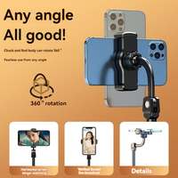 Support de téléphone portable rotatif et évolutif, support de tablette en ABS, fixation par clip, montage à 360 degrés, bureau, diffusion en direct, prise de vue aérienne