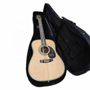 Guitare acoustique de luxe avec incrustation d'abalone, coobol solide, avec étui rigide, Logo personnalisable disponible