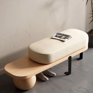 Panca Lunga Creativa in Stile Giapponese e Nordico, Sgabello Portascarpe in Legno Massello, Sgabello Basso per Ingresso e <span class=keywords><strong>Salotto</strong></span> - Product Image 4