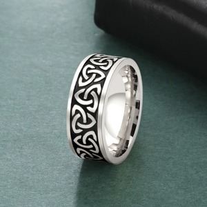 Thời Trang Retro Ngón Tay Dày Vòng Tròn Vòng Người Đàn Ông Phụ Nữ Tam Giác Vòng Lặp Celtic Knot Thép Không Gỉ Lời Hứa Vòng - Product Image 6