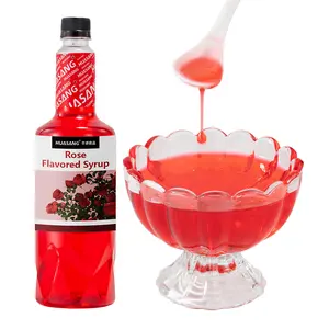 2024 Neuzugang OEM 750 ml Roter Rosengeschmacksirup für Kaffee Cocktails Smoothies Gläser Getränke Milch Tee Shop Zutaten