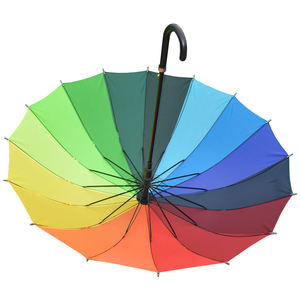 Parapluie de voyage en pongee en gros, avec long manche, semi-automatique, ouverture automatique, fonction de suspension, 16 baleines, couleurs arc-en-ciel - Product Image 3