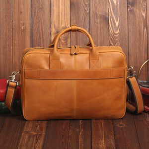 Sac pour <span class=keywords><strong>ordinateur</strong></span> portable <span class=keywords><strong>en</strong></span> <span class=keywords><strong>cuir</strong></span> pleine fleur véritable vintage 15,6 pouces, sac à bandoulière Aslant pour <span class=keywords><strong>homme</strong></span>, usage professionnel, marron clair - Product Image 4