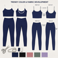 Ensemble de yoga 2 pièces uni personnalisé pour femme avec brassière de sport à bordure contrastante et leggings à taille croisée en V, idéal pour le yoga, le Pilates et l'entraînement en salle de sport