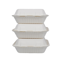 3 emballages à clapet compostables écologiques, à emporter pour le déjeuner, conteneurs alimentaires à emporter, pâte de bagasse jetable, à clapet de canne à sucre