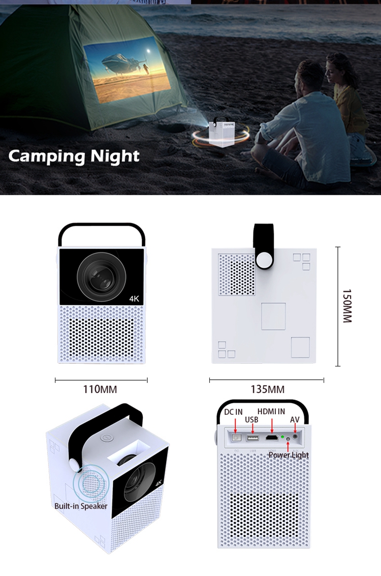 1080P Touch Projector 3D Early Education Phone Projector Portable Home Theater Smart Touch Projector