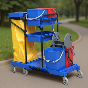 Carrello Multifunzionale per Pulizie Complete Blu 8 L con Secchi e Sacchetto per Rifiuti - Product Image 3