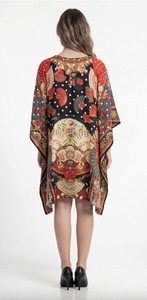 Robe caftan africaine en viscose pour femme, tunique maxi, poncho, style kimono, coupe ample, aspect satiné soyeux, tenue de plage bohème - Product Image 3