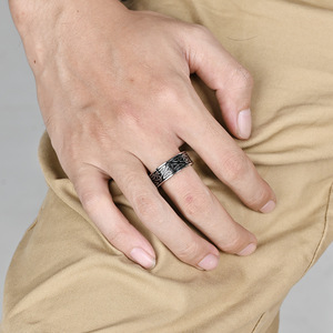 Nordic-style Celtic triangle knot <b>titanium</b> steel <b>ring</b> for men, stainless steel, fashionable and trendy retro jewelry. - Product Image 3
