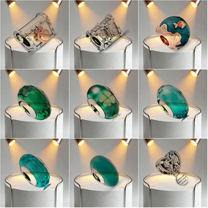 Bracelet DIY en argent 925 NPandoraer avec logo original, perles en verre vert Sirène, Dauphin, Étoile de mer, Tortue, boîte, perles tissées - Product Image 4