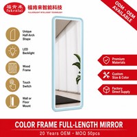 Miroir sur pied Fullkenlight personnalisable avec éclairage LED à intensité variable, contrôle tactile, miroir pleine longueur avec cadre coloré