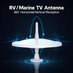 Antena de TV Digital HD para Exteriores ANTOP <span class=keywords><strong>AM</strong></span>/FM/VHF/UHF 360° Omnidireccional Dual para RV/Caravana, Ganancia de 36dB, DC 12V - Product Image 2