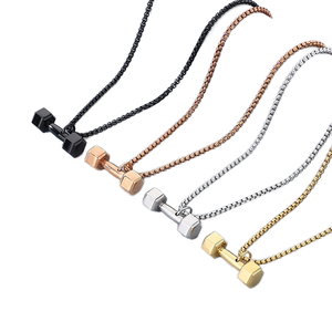 Europeo americano titanio acciaio Fitness manubbell bilanciere in acciaio inox sportivo <span class=keywords><strong>Bodybuilding</strong></span> collana per la moda - Product Image 1