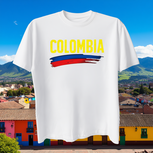 T-shirt pour femme avec drapeau de la Colombie, 100% coton, col rond, manches courtes, imprimé décontracté, unisexe, coupe classique, toutes saisons - Product Image 2