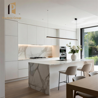 Ensemble de meubles de cuisine haut de gamme en placage de bois pour projet de maisonnette, avec évier, pour appartement - Design moderne et écologique