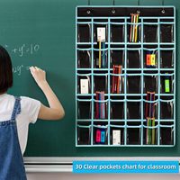 Organizador de bolsillos de PVC para el aula, soporte para teléfonos móviles y calculadoras, almacenamiento colgante para pared/puerta, organizador de teléfonos.