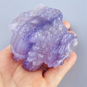 Hete Verkoop Natuurlijke Kristallen Dier Genezing Paars Fluoriet Kristalsnijwerk Drakenschildpad Voor Geschenkdecoratie - Product Image 1