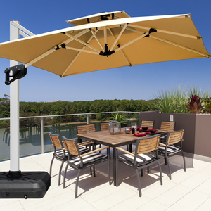 Parasol de jardin cantilever tendance pour l'extérieur, avec éclairage LED solaire et bases incluses - Product Image 2