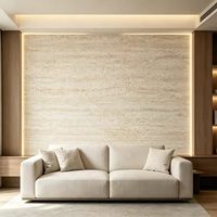 Panel Dinding Batu Fleksibel Roman Travertine Warna Kustom Tahan Air untuk Ruang Tamu dan Ruang Komersial