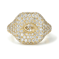 Gemnel personnalisé dernière tendance 925 sterling Angel Eye Signet Diamond covered Ring